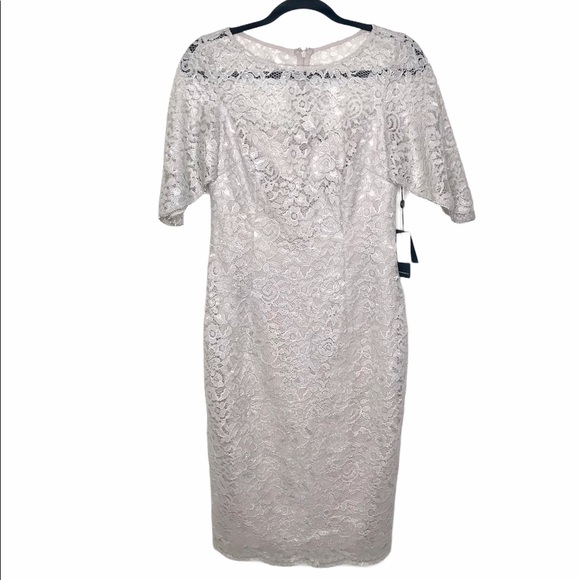 NWT Adrianna Papell Metallic Lace Sheath Dress - Picture 5 of 8